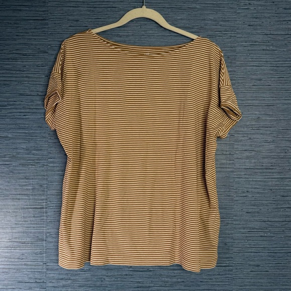 J. Jill Tops - J. Jill brown striped luxe supima short sleeve tee Large